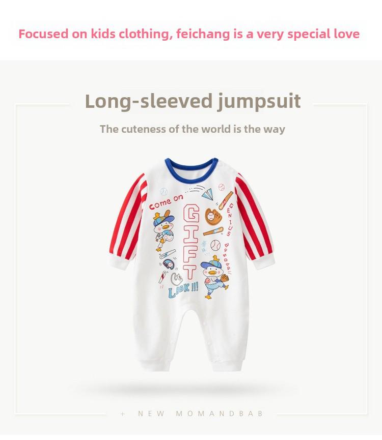 Vier Jahreszeiten Baby-Body - Cartoon-Druck, Langarm, Kletteranzug aus reiner Baumwolle