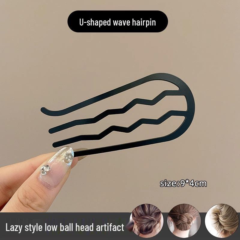 U-Shaped Fixed Hairpin with High-End Alloy Comb for Women's Updos - Ancient Style Four-Tooth Insert