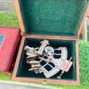 Engraved Brass Sextant: Handmade Nautical Navigation Instrument with Wooden Box,  Style Sextant