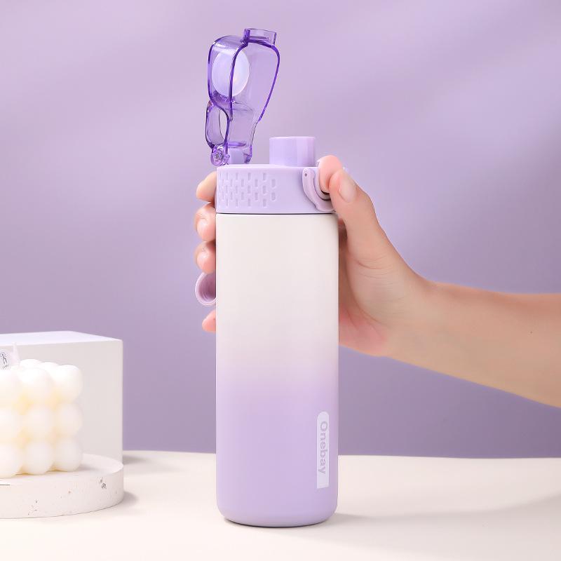 Vacuum Cup Girl Drinking Bottle Double Drinking Mouth Gradient Dopamine Spacious Outdoor Activity Athletic Space Pot