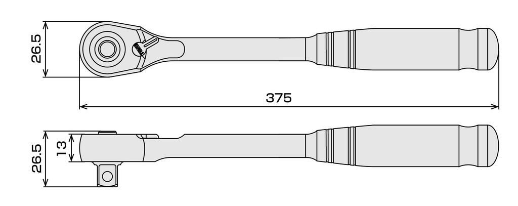 Tone RH3HWL Long Ratchet Handle Hold Drive (Hollow, Type), 9.5mm (3/8")