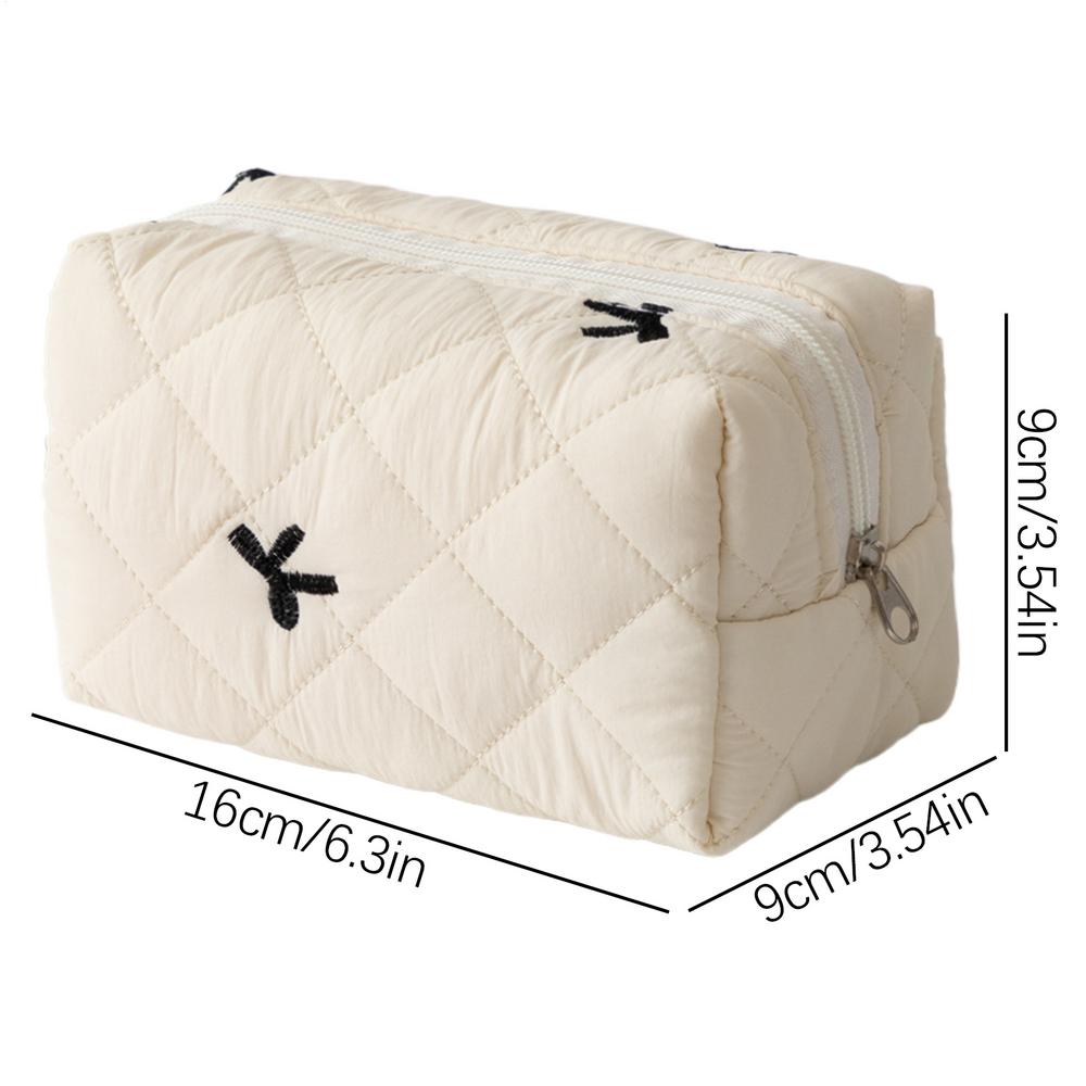Pink Bow Make Up Bag Portable Cosmetic Pouch Aesthetic Large Travel Makeup Bag Organizer Pencil Purse Accessories for Women