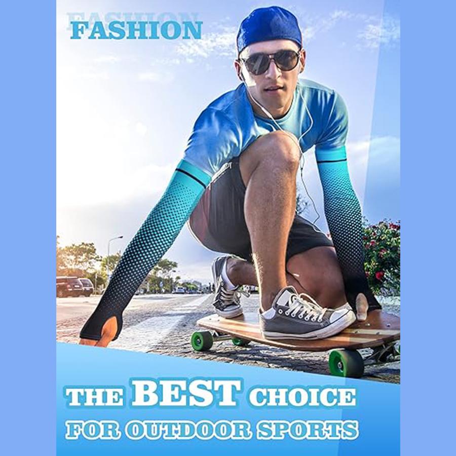 UV Protection Arm Sleeves - Ice Silk Cooling Sports Sleeves, Anti-Slip & Sunscreen for Men Women, Outdoor Cycling Running