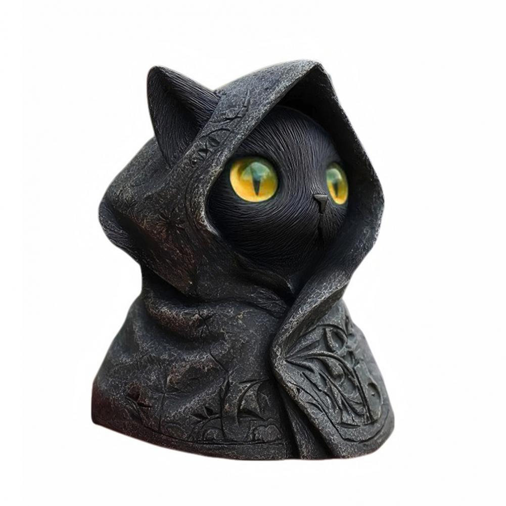 Halloween Style Decor Exquisite Cat Ornament Black Cat Figurine Set for Halloween Decor Handmade Resin Mini Cat for Lovers