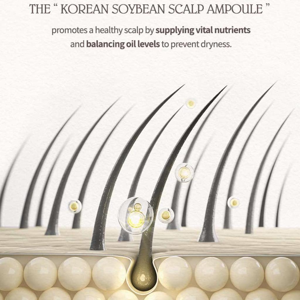 HESUL Koreanische Sojabohnen Kopfhaut Ampulle, 40ml - Gezielte Kopfhautbehandlung mit koreanischen fermentierten Sojabohnen für stärkeres, gesünderes Haar