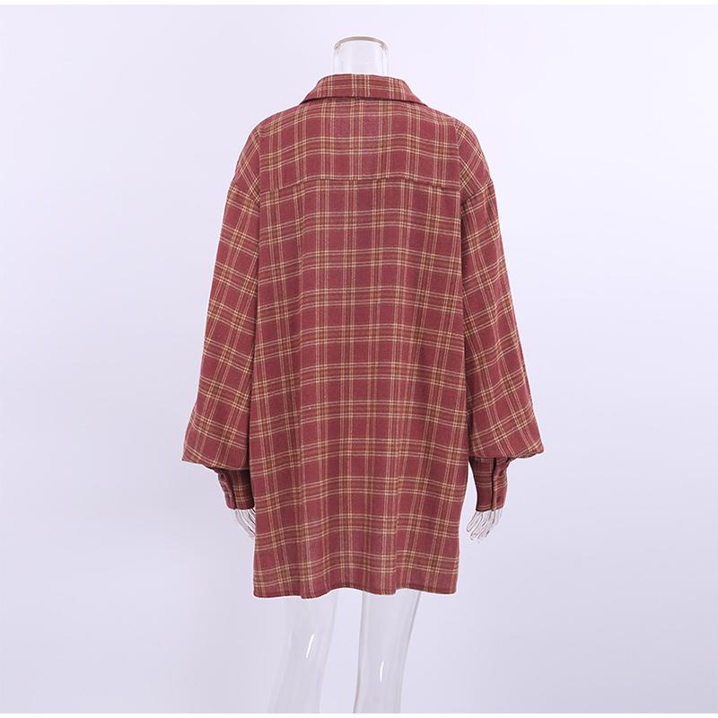 Casual Plaid Shirt Woman Loose 2026 Spring Autumn Lapel Buttons Women's Blouse Full Sleeve Cozy Vintage Tops Female Streetwear