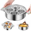Stainless Steel 4 Cup Egg Cooker with Handle Non-stick Multi-use Egg Steamer Silver