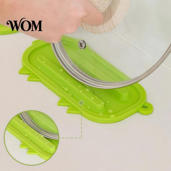 Non-slip Spatula Rest Silicone Pot Lid Holder, Cute Pig Shaped, Non Slip Heat Resistant Mat Utensil Holder with Drain Grooves, Multifunctional Kitchen