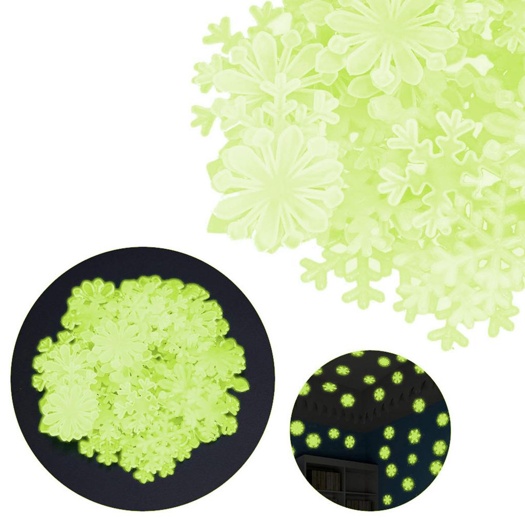 Christmas Snowflake Stickers - 50 Pcs Christmas Glow In The Dark Snowflake Wall Stickers Christmas Snowflake Stickers