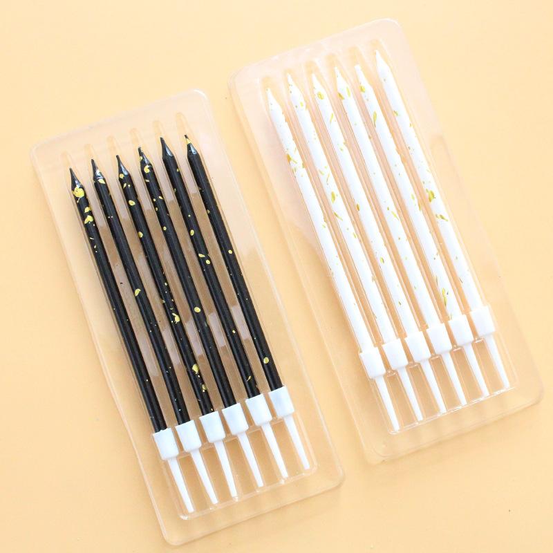 New Black Gold and White Gold A8 Pencil Candle Creative Party Party Long Pole Baking Decoration Boxed Candle