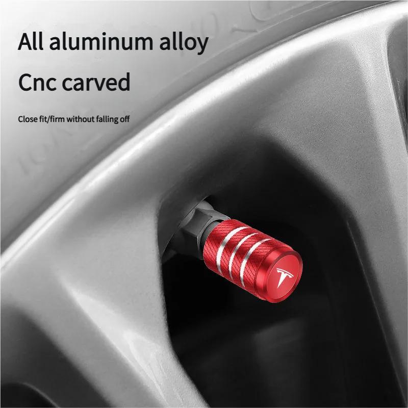 4Pcs Metal Tire Valve Stem Dust Caps for Tesla Model 3/Y/S/X Cybertruck, Car Wheel Accessories, Durable Anti-Lost