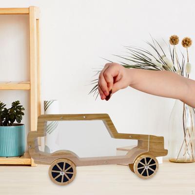 Car Design Wooden Piggy Bank for Saving Money - Ideal Kids And Adults