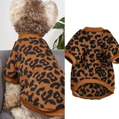 Welpen Pullover Hunde Haustier Pullover Winter Leopardenmuster Französische Bulldogge Winter Warmer Pullover Haustierbekleidung