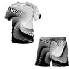 Summer fashion men's suit Abstract art pattern 3D T-shirt printed Lapel short sleeve shirt beach shorts Hawaiian men's suit 2pcs