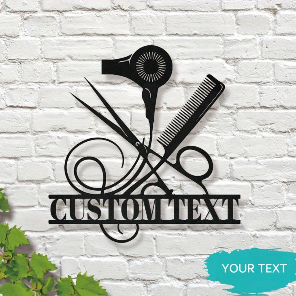 Cartello in Metallo Personalizzato Arte da Parete per Parrucchiere Decorazione per Barbiere Targhetta Personalizzata Regalo per Stilista di Casa