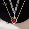 Couple Necklace Cubic Zirconia Heart Matching Necklace Romantic Through The Heart Couple Jewelry for Him Her Valentine's Day Gift