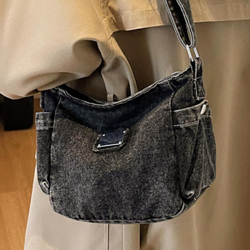Denim Bag Women's New Retro Simple Canvas Shoulder Bag Casual Student Shoulder Bag