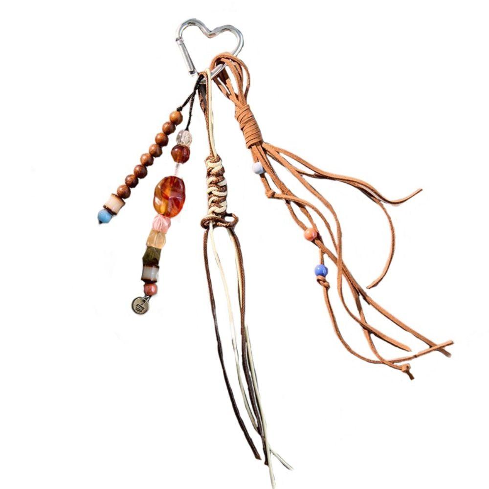 Acrylic Woven Ropes Car Keychain Maillard Beads Braided Rope Keyring  Jewelry Accessories