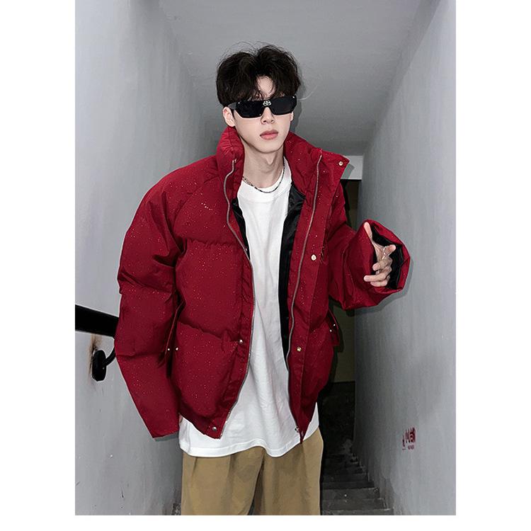 2024 Men's Full Sky Star Warm Cotton Jacket - Thickened, Loose Fit, American High Street Style Casual Winter Outerwear
