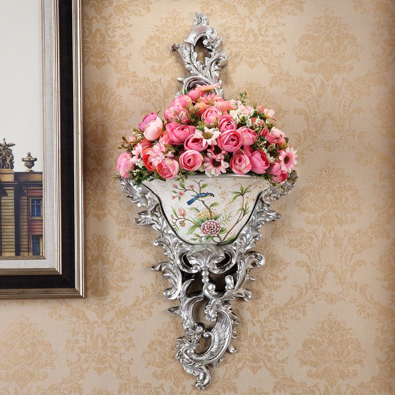 European Wall-Mounted Vase: Creative Resin Ornament for Retro Home Decor
