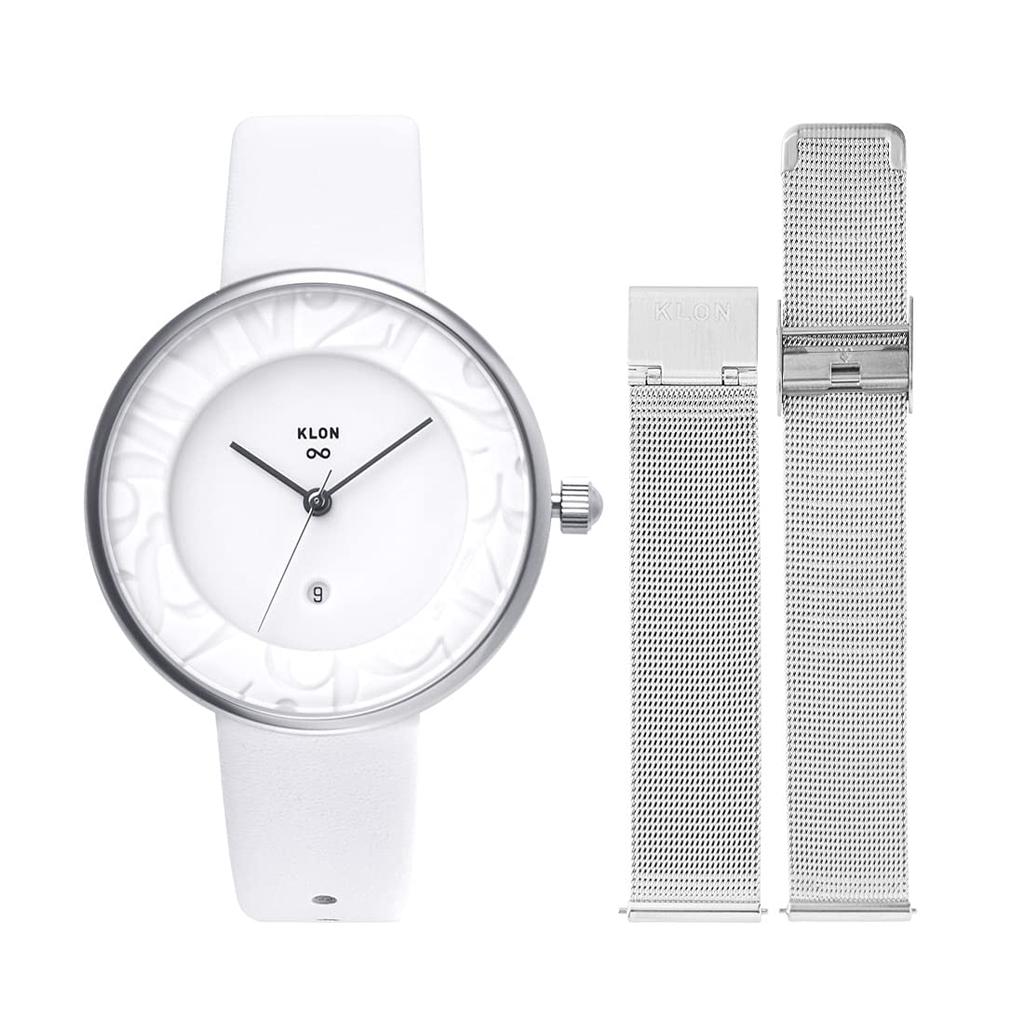 klon Watch Replacement Strap Set 2way Simple White 36mm KLON INFINITY STAIR series Men's Women's -RONDO TIME- [36/W-FACE]