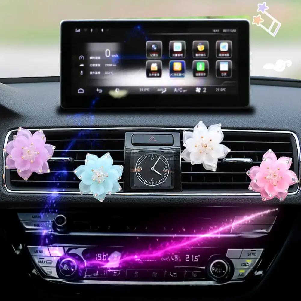 Crystal Lotus Car Air Freshener Clip Car Perfume Clip Aromatherapy Air Conditioning Vent Ornaments Car Interior Decoration