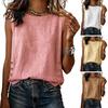 Soft Blouse Summer Tops for Women, Round Neck Sleeveless Pullover Tops, Pure Color Stretchy Breathable Regular Fit Vest Work Party Vacation