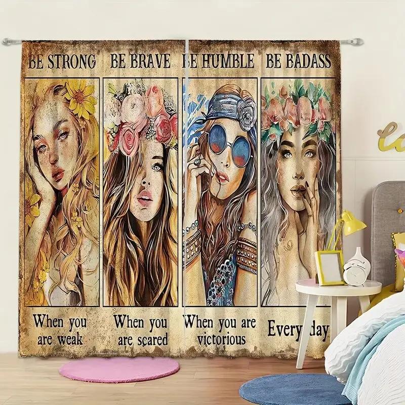 Tende Stampate con Motivo Pittura ad Olio alla Moda Retrò per Camera da Letto Soggiorno Decorazione per la Casa Realizzate in Poliestere Trattamento per Finestra Seduta