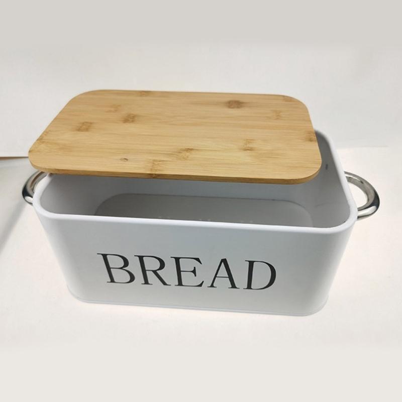 Modern Bread Cases Kitchen Organization Contemporary Bread Storage Organizers Metal Loaves Container with Bamboos Accent