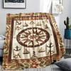 1Pc Compass Print Flannel Blanket, High Quality Comfortable for All Seasons, Home Decor, Warmth and Comfort, Perfect for Christmas Gifts W168