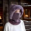 Knit Beanie and Neck Warmer Women Windproof Fleece Hooded Scarf Face Cover Balaclavas for Hiking Cycling Skiing Travel Winter