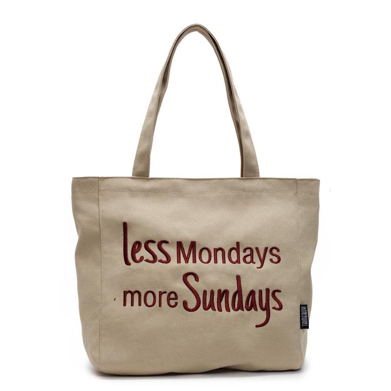 Leisure Oblique Span Commuter Portable Shopping Bag Simple Shoulder Bag English Letter Embroidered Cloth Bag Large Capacity Bag