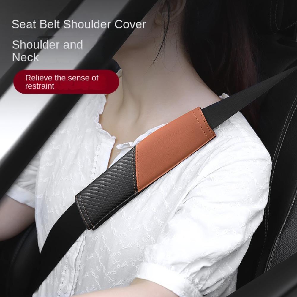 

Carbon Fiber Safety Seat Strap Protector PU Car Decorative Protective Cover бежевий