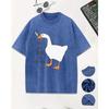 Peace Was Never An Opiton Cartoon Duck With Knife Washed Tee Shirts Men Summer Cotton T Shirt Short Sleeve