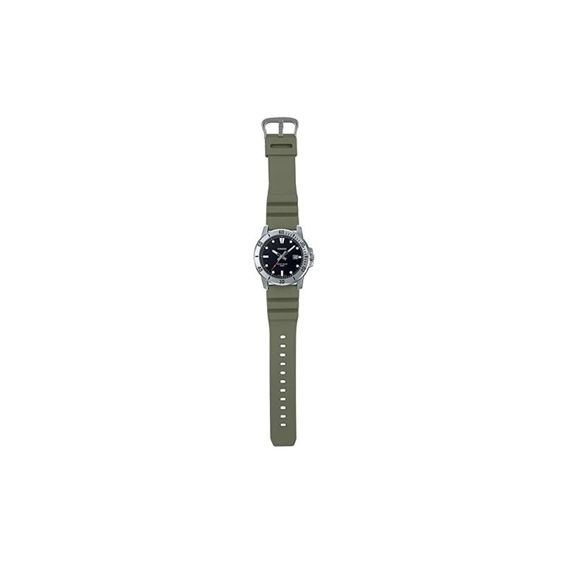 Casio Waterproof To 50 Meters, Quartz Movement, Resin Strap, Japanese and Korean Watch, Men's Watch, Black Dial MTP-VD01-3EV