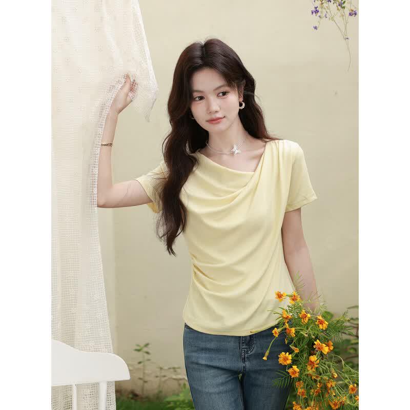 Lu Xiangnan Women s Cowl Neck Short Sleeve T-Shirt M