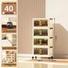 40-60cm Wide Transparent Foldable Double Door Floor Storage Cabinet with Multiple Layers