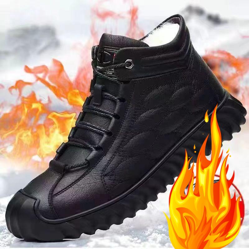 

Winter Cotton Shoes Men s Winter New Velvet Thickened Casual High-top Leather Shoes Snow Boots 44