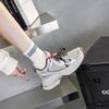 Muffin platform dad shoes women's 2025 autumn new leather splicing breathable wear-resistant casual sports shoes ins tide
