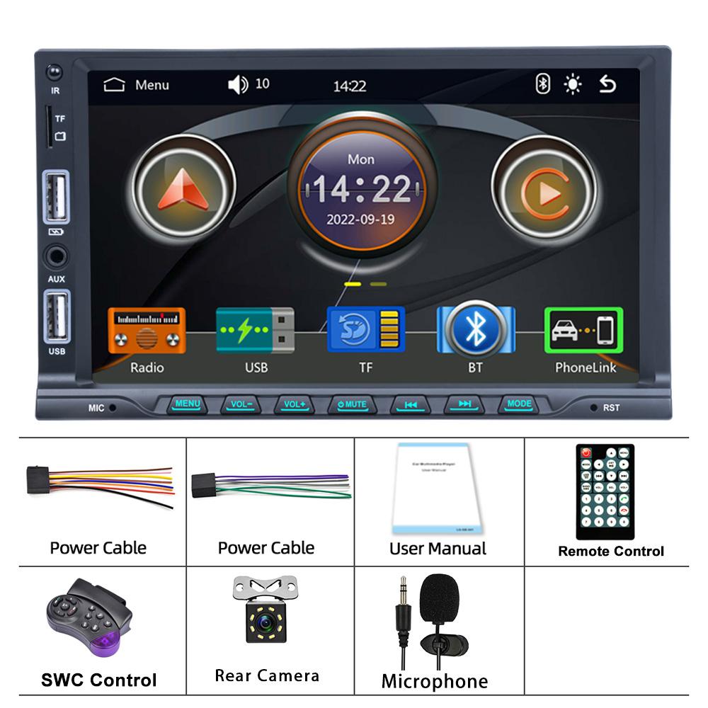 TOYOUSONIC 7 inch Car Radio Carplay Android Auto Multimedia Player FM AUX Input BT TF Mirror Link Universal 1 Din MP5 Head Unit