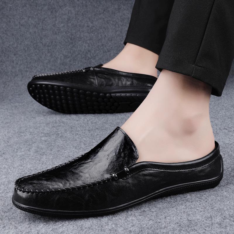 Mueller Men's Low-Top Slip-On Loafers - Spring/Summer Cowhide Casual Shoes, Large Size