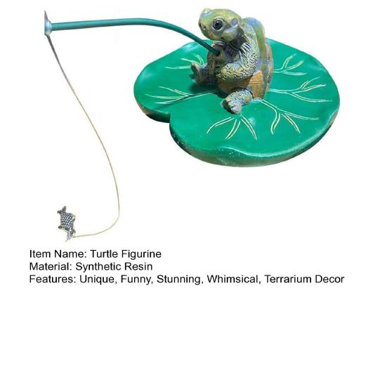 Figura de Tortuga Pescadora Tortuga Pequeña Linda sobre Hoja de Loto Escultura de Resina para Acuario Patio Piscina Estanque Decoración de Jardín Exterior