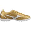 Mizuno Chuteiras de Couro Sintético AS Nível de Entrada Cano Baixo Infantil Chuteiras de Futebol Douradas Infantil P1GE249406
