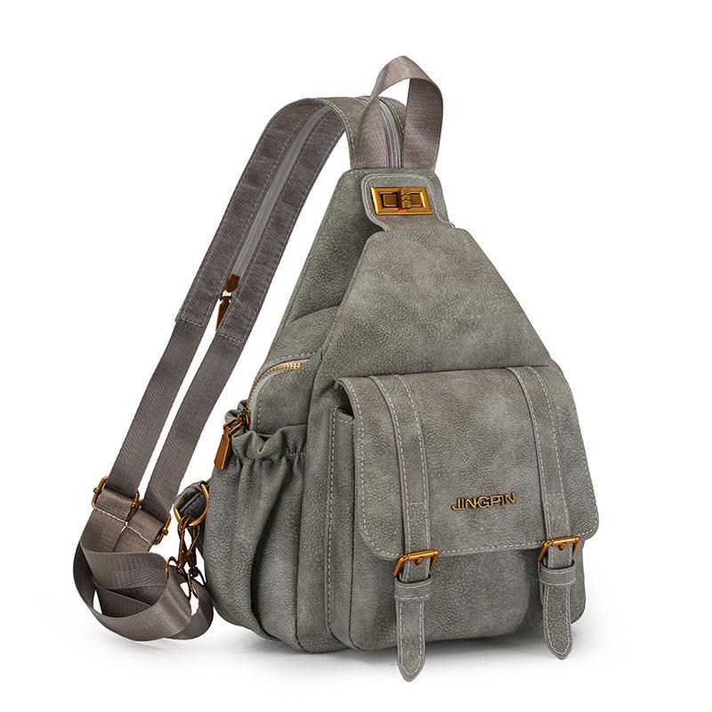 PU Damen Retro Brusttasche Mehrzweck Große Kapazität Umhängetasche Leichter Rucksack