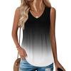 Modische Ärmellose Weste für Damen mit Falten, V-Ausschnitt, Bindeband-Farbverlauf, Lockerer Schnitt, Fließendes Sommeroberteil
