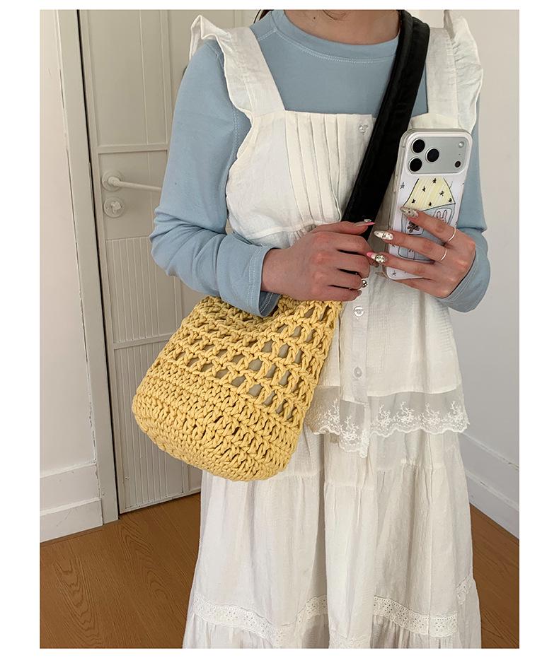 Korean Chic Woven Tote: Versatile Single Shoulder & Crossbody Beach Bag