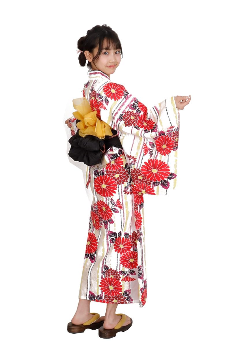 

Kimono Hiroba Yu Yukata Sizes and Includes Heko Obi Suitable for Junior and High School Retro Unique Yukata Women s 4-Piece Set, 120cm, 130cm, 140cm,