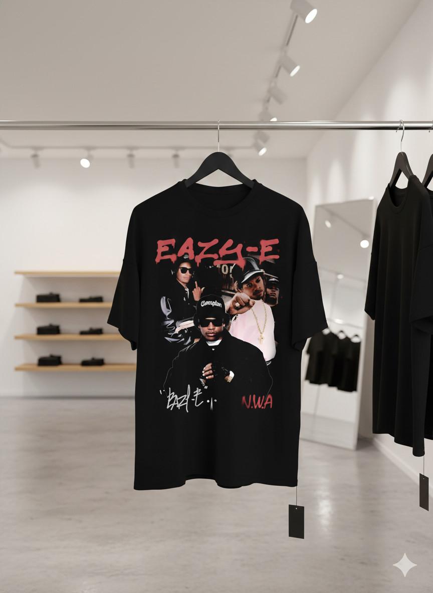 Eazy-E NWA T-Shirt Gangsta Rap Hip Hop Vintage Style Black Tee - S195 XXL