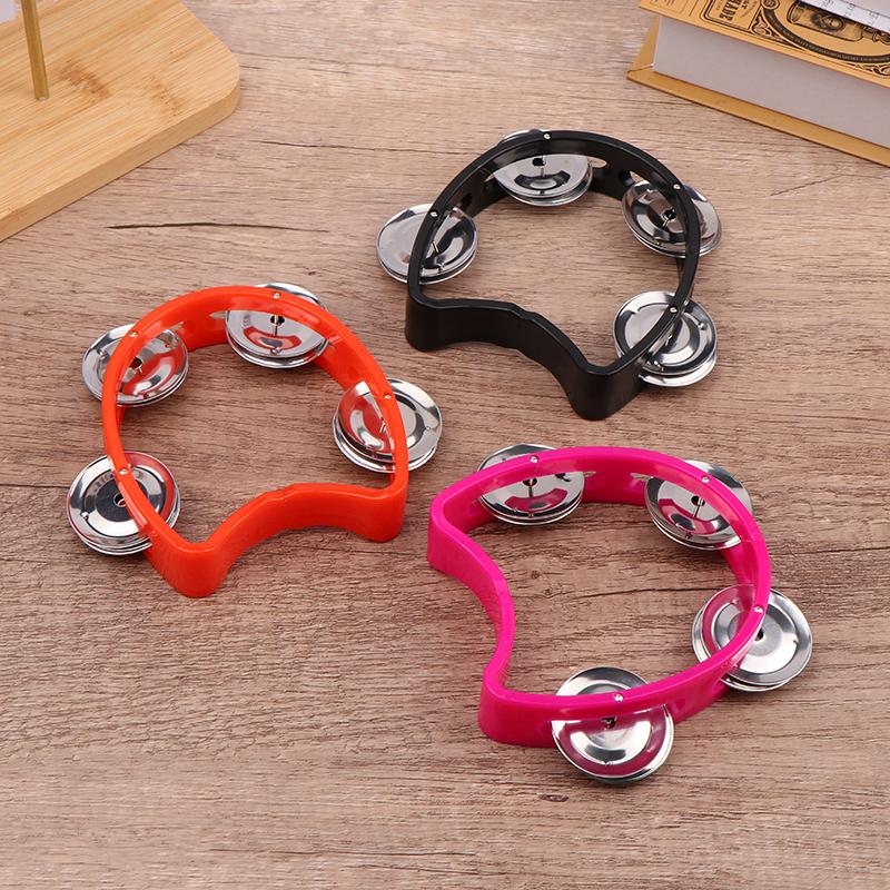 Kindergarten Hand-Held Tambourine Metal Bells Plastic Rattle Ball Percussion Ktv Party Kids Game Toy Musical Instrument