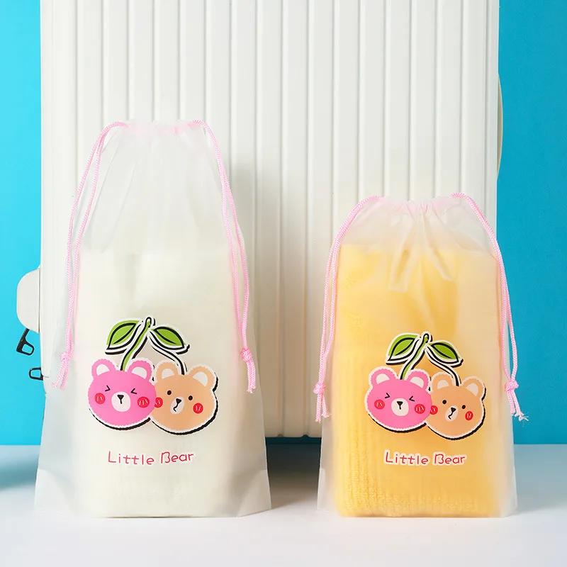 1pcs Transparent Drawstring Storage Bag Clothes Underwear Shoes Organizer Pouch Travel Toiletries Cosmetic Cartoon Storage Bag